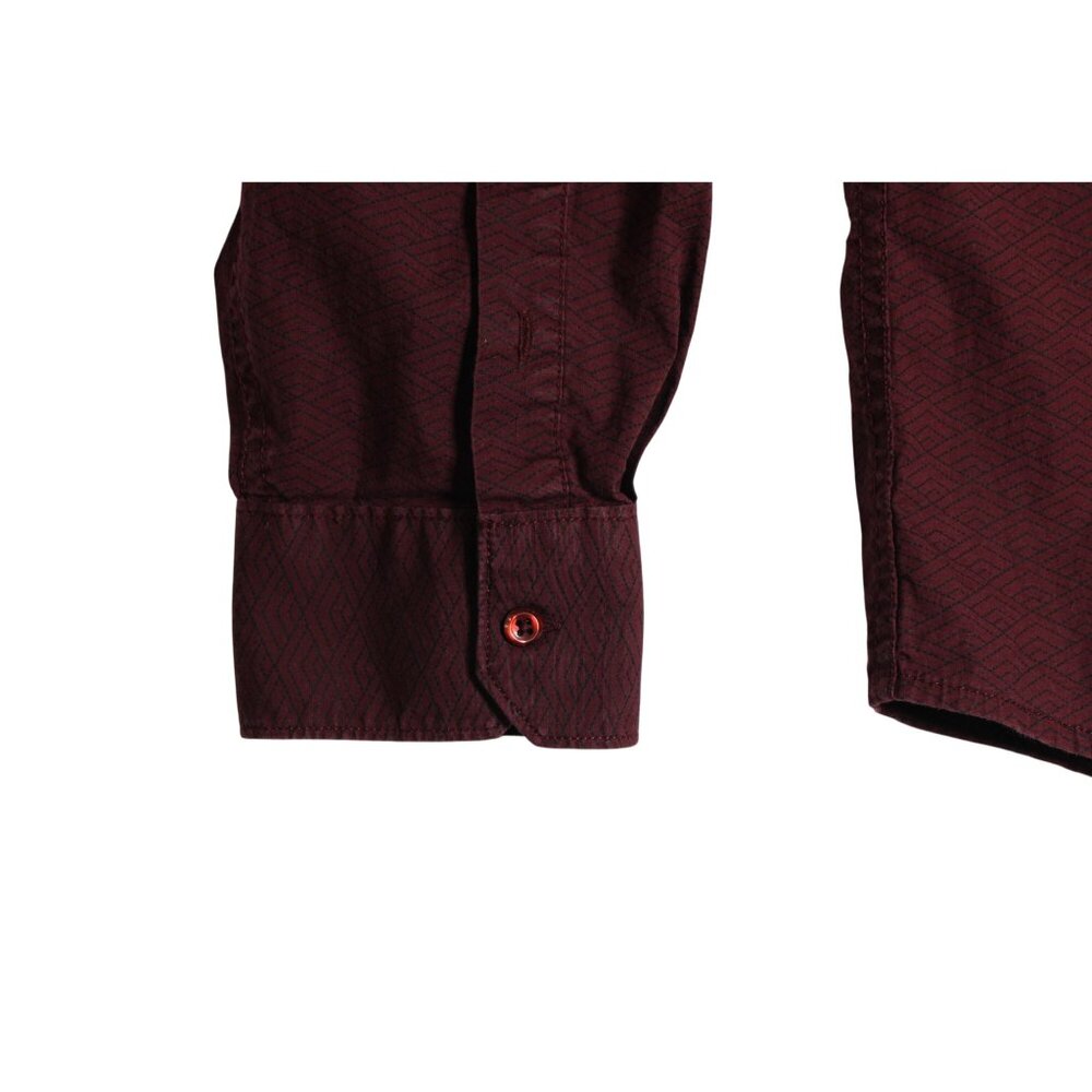 Guess L/S Red Pattern Button Down Dress Shirt Men… - image 3